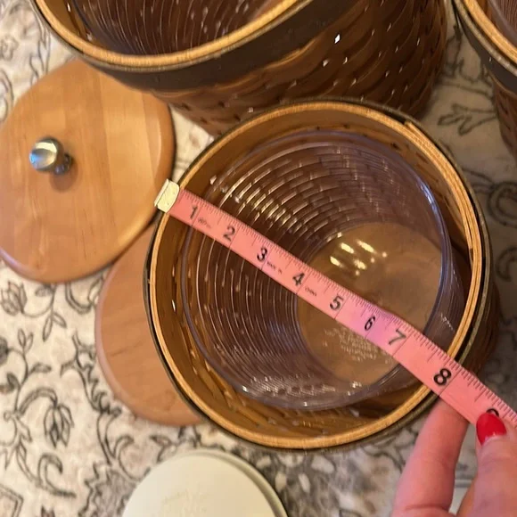 Longaberger 4 basket canister set with plastic inserts and lids - Picture 6 of 16